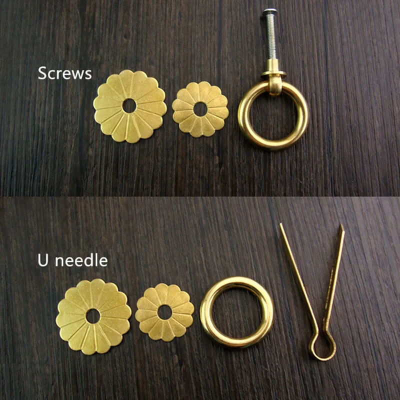 Brass Xử Lý Cổ Điển Hoa Cửa Kéo Nội Tủ Quần Áo Ngăn Kéo Máy Giặt Knobs Lỗ Duy Nhất Xử Lý, Trung Quốc Đồ Nội Thất Phần Cứng, 6 bộ