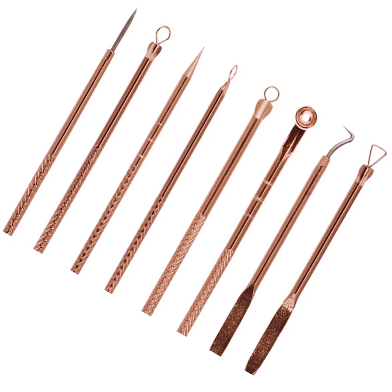 ทองคำสีกุหลาบสิวการฝังเข็ม4ชิ้นชุดลบ Blackhead สแตนเลส