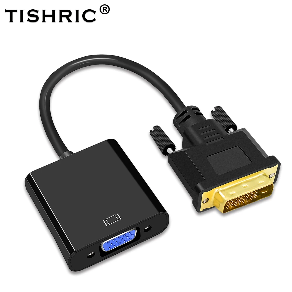 Tiscric DVI-D DVI do VGA Adapter konwerter kabla wideo 24 + 1 25Pin DVI-D do VGA 15Pin aktywny 1080P do projektora TV PS3 PS4 PC