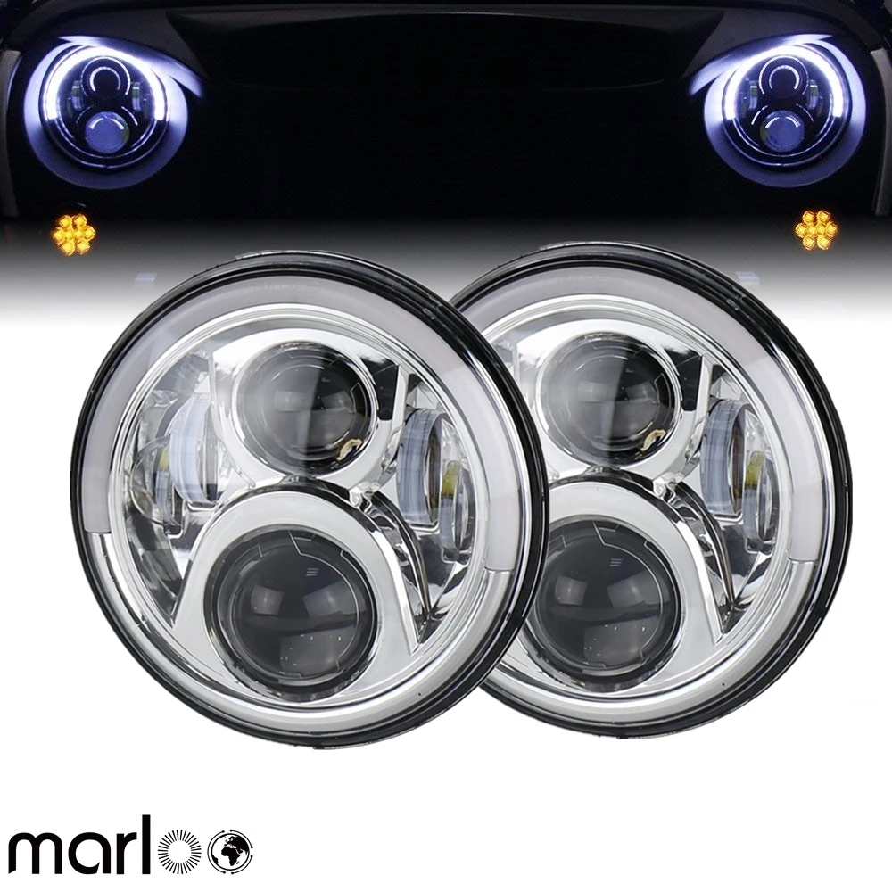 2pcs 120W Top Halo 7Inch Led Headlight For Suzuki Samura Hummer H1 H2 Lada Niva 4X4 Offroad Accessories