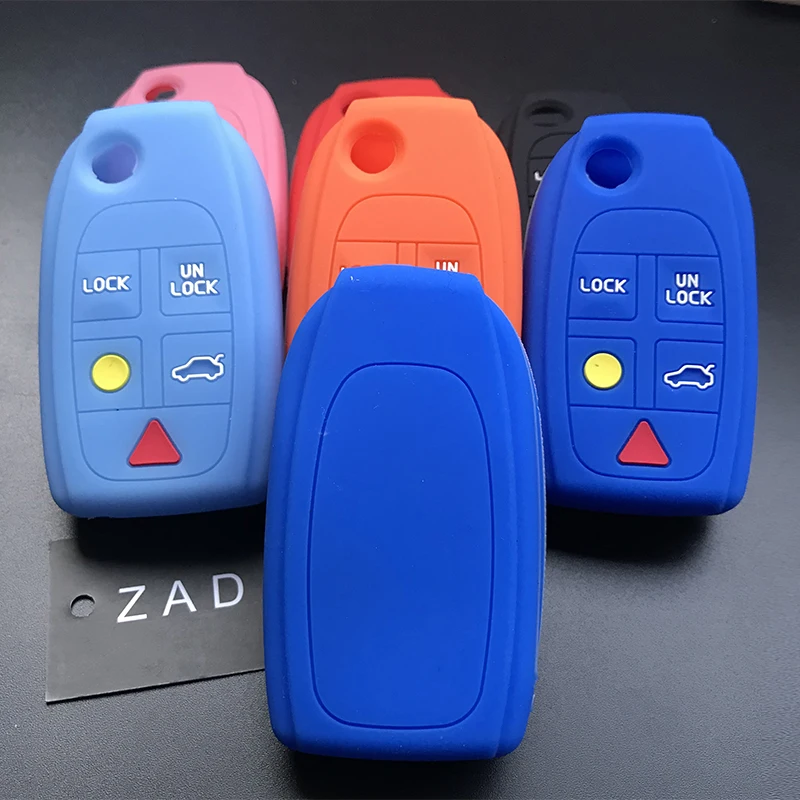 ZAD Silicone Rubber car Key Case Cover holder protect set for Volvo S80 S60 V70 XC70 XC90 D05 Folding Flip 5 buttons Remote key