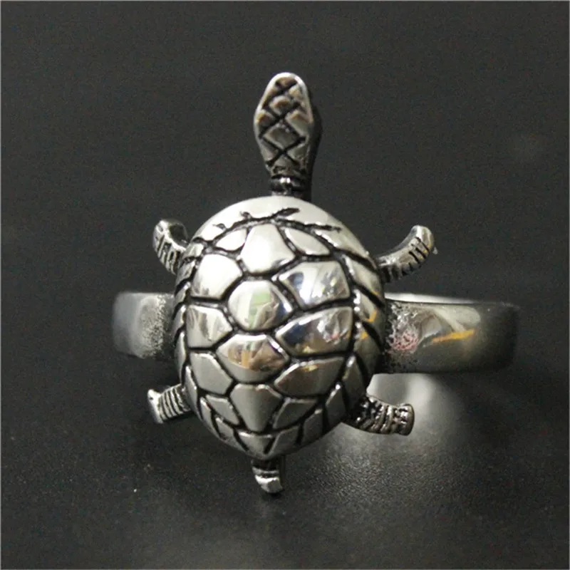 1pc New Arrival Unisex Cute Tortoise Ring 316L Stainless Steel Punk Jewelry Golden Silver Color Animal Tortoise Ring