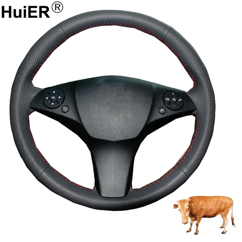 Hand Sewing Car Steering Wheel Cover Top Cow Leather For Mercedes-Benz C180 C200 C350 C300 CLS 280 300 350 500 GLK 300 2008-2010