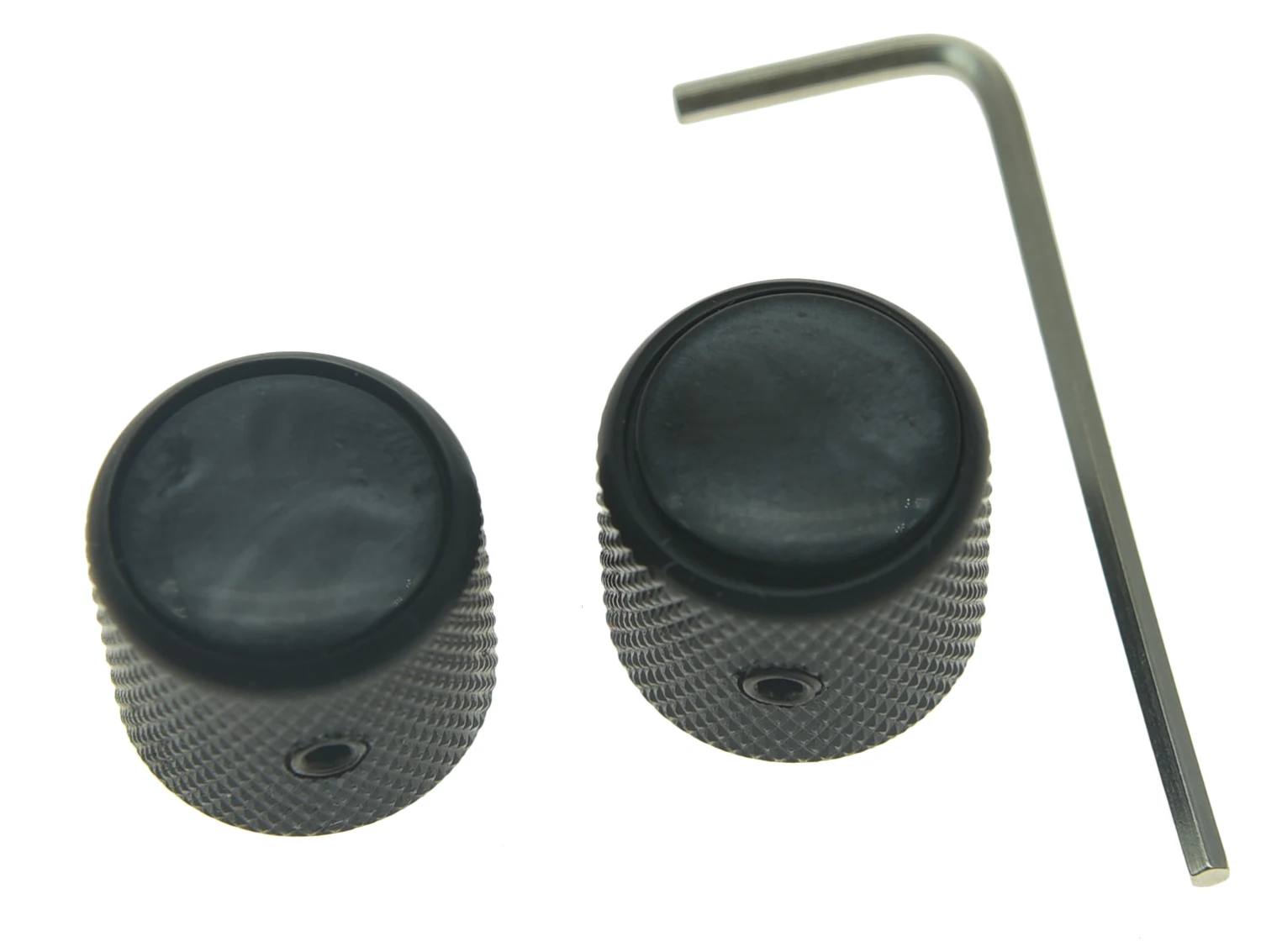 KAISH Set of 2 Black Pearl Top Guitar Dome Knobs with Set Screw for Tele Guitars Black Pearl Cap Bass Knobs