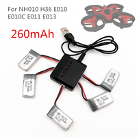 5pcs 10 PCS 3.7V 260mAh 30C Lipo Battery For Eachine E010 E011 E012 E013 For Furibee F36 NH010 H36 Mini RC Quadcopter drone