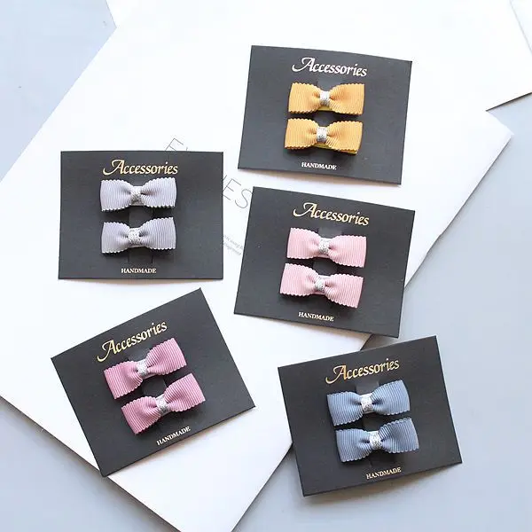 

Boutique 20sets Fashion Cute Ribbon Hair Bow Hairpins Solid Color Mini Bowknot Hair Clips Princess Headwear Hair Accessories