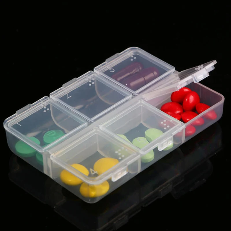 Braille Pill Cases 6 Cell Drugs Container Blind Tablets Storage Box Pills organizer stash Medicine Box Pharmacy Pillbox