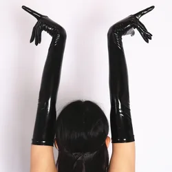 Sexy PVC Shiny Glove Latex Faux Leather Long Glove Punk Gloves Sexy Hip-pop Jazz Outfit Mittens Cosplay Costumes Accessory F33