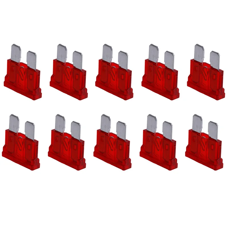 10Pcs 10AMP Blade Fuses Standard Red 10A Flat Fuse Car Bike Motorcycle Van Auto