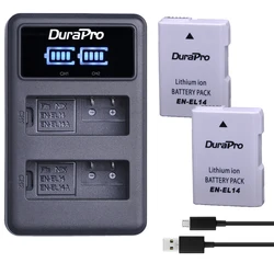 DuraPro 2 szt. Bateria EN-EL14 EL14 EL14A + podwójna ładowarka USB LED do Nikon P710 P7000 P7800 D3100 D3200 D3300 D3400 D5600 D5100