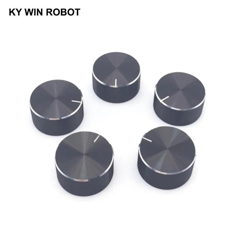 1 pcs 25x13mm 6mm Shaft Hole Aluminum Alloy Potentiometer Knob Black