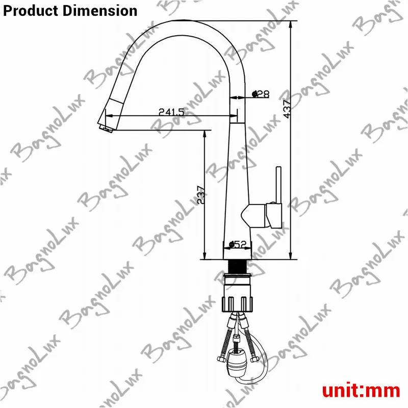 Single Handle Copper Pull Out Kitchen Sink Faucet With Retractable Watering Brass Spray High Arc Swivel Spout Matt Black 0619-MB