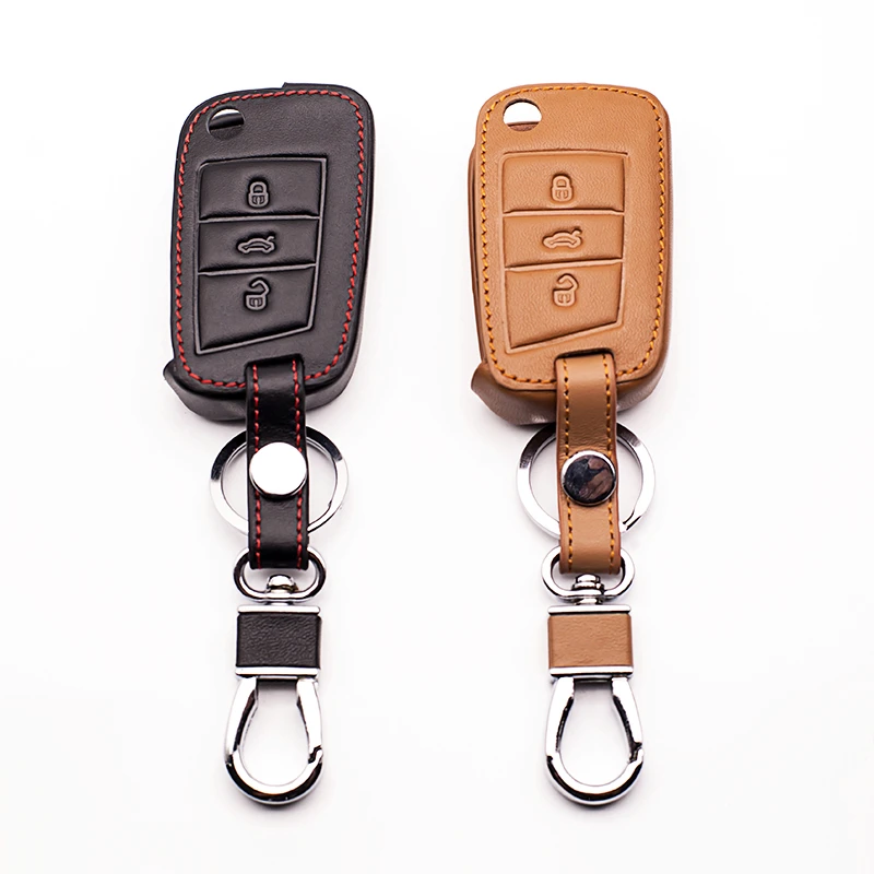 Classic Design Car Leather Key Cover Case Suitable for Volkswagen Golf Case 7 GTI MK7 POLO For Skoda Octavia A7 keys accessories