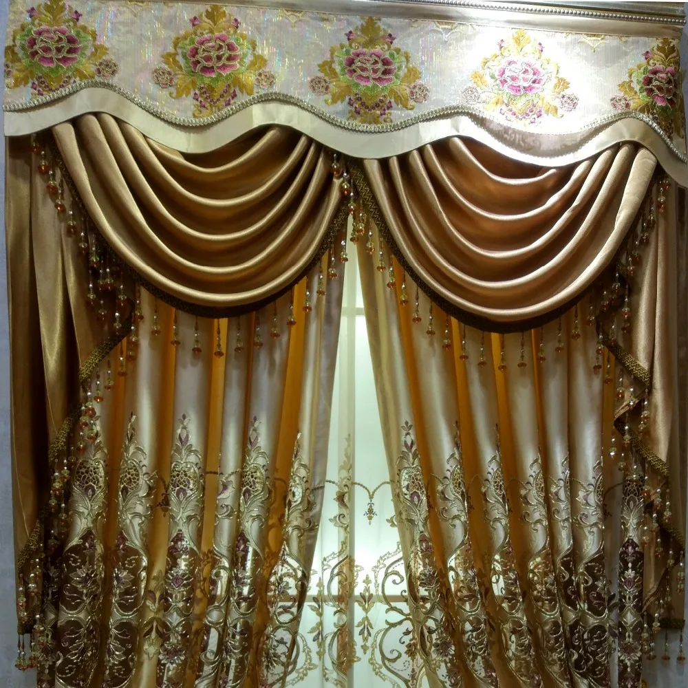 Nice Golden hollow out flowers curtains Egypt's royal Luxury designer's living room bedroom Curtain Dinning Room Hotel Curtain