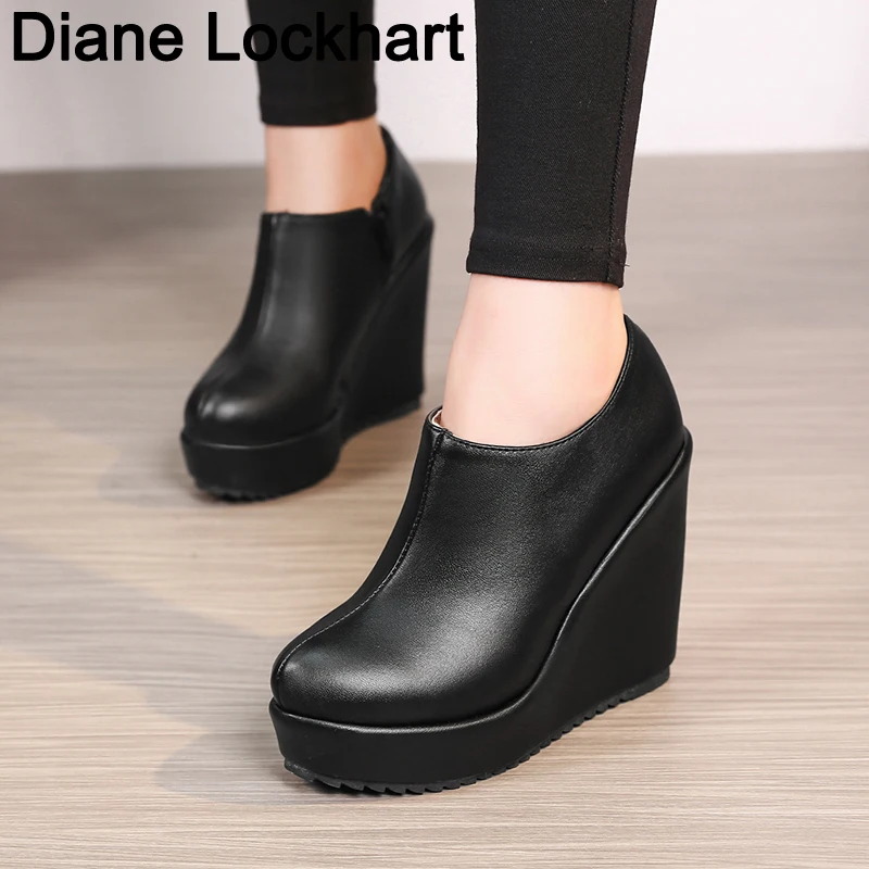 Large size 32-43 Woman Ankle Boots Wedges Shoes 2024 Autumn Winter New Stylish Sexy Platform Round Toe Wedges Boots botas mujer