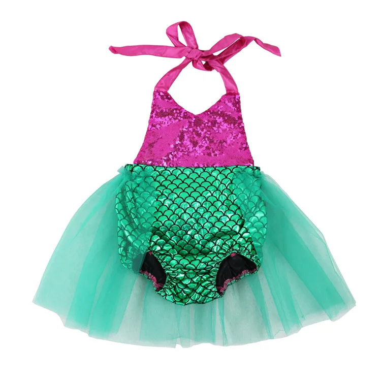 Baby Girls Sequins Tutu Summer Mermaid Baby Rompers One-Pieces Multi Color Toddler Baby Clothing Girl Rompers