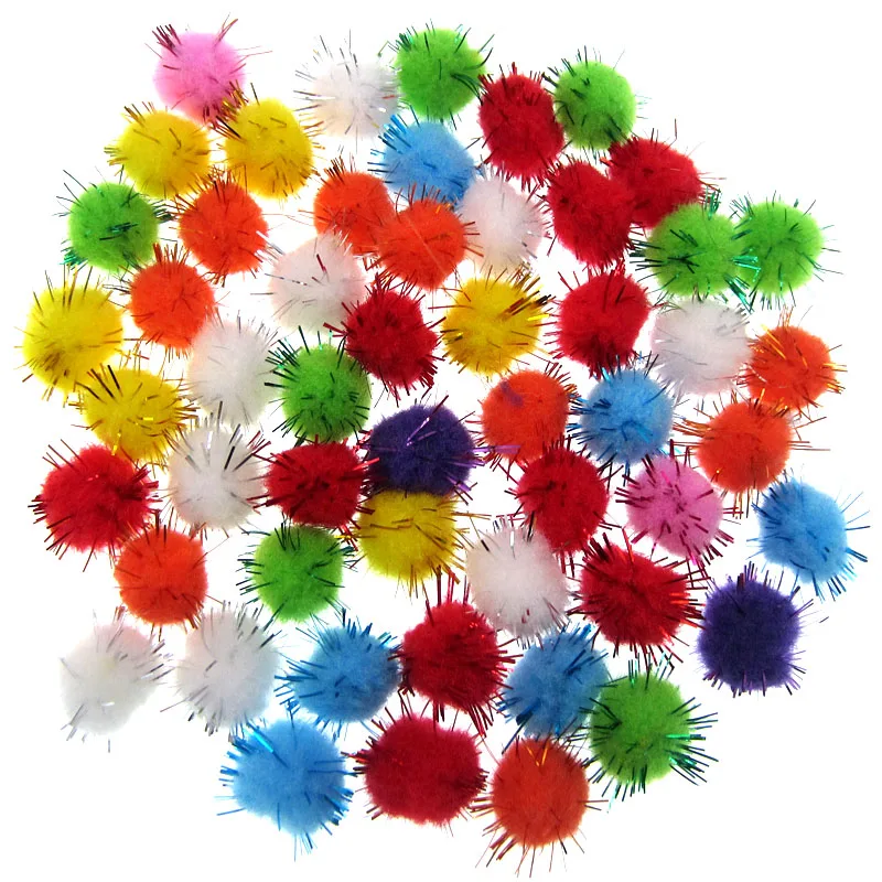 300pcs 15mm Mixed Glitter pompoms soft pom poms balls Arts Toys DIY Craft Supplies Sewing Fabric pompoms wedding Home Decoration