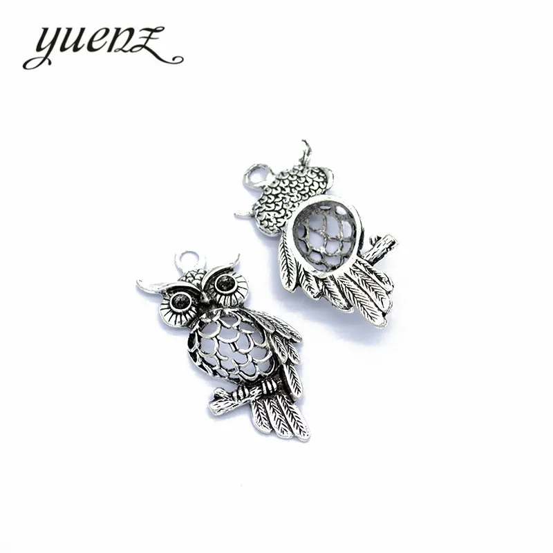 YuenZ 3pcs Antique Silver color Alloy Owl Charms Earrings Necklace Jewelry Making DIY Accessories 45*22mm D155