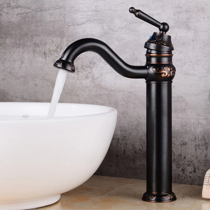 

Basin Faucets Black Bronze Copper Bathroom Faucet Mixer Vintage Hot And Cold Cock Wash Basin Mixer Taps Sink Single Handle Crane