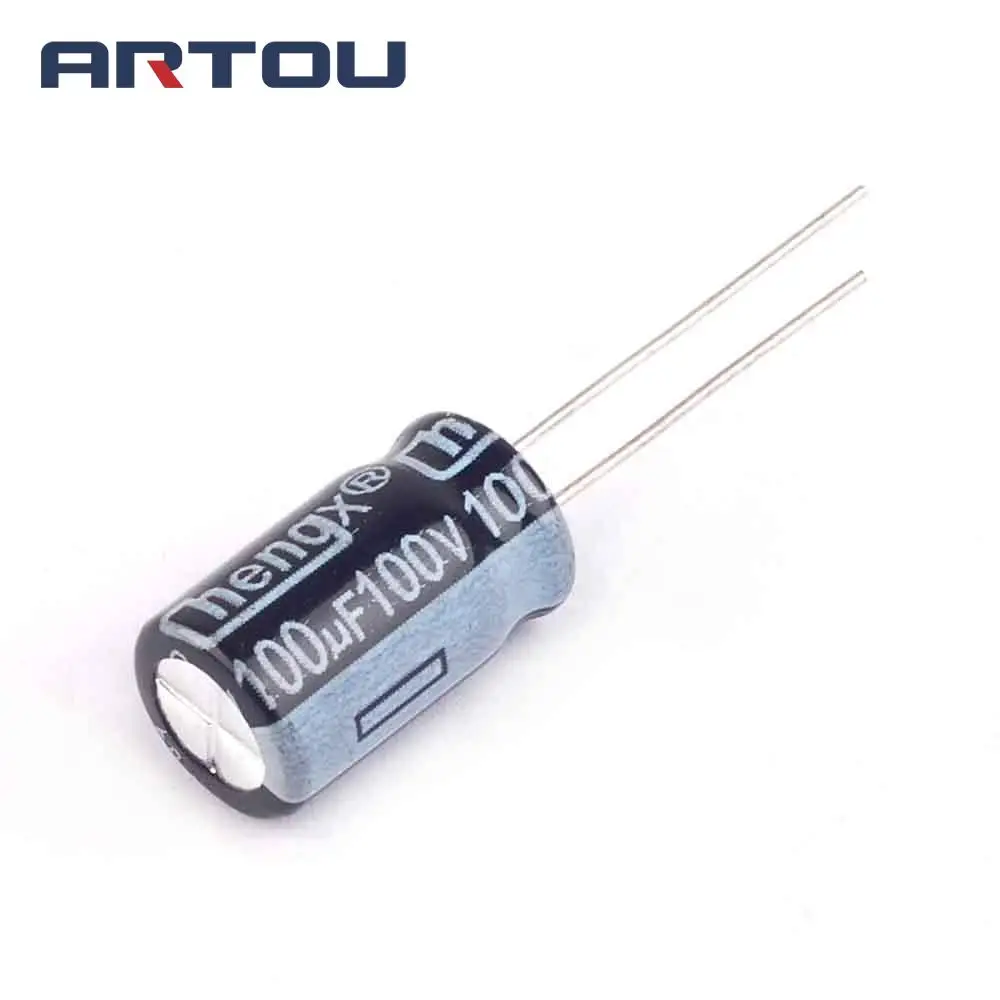 50PCS 100V100UF 10*17mm 100V 100UF 10*17 Electrolytic Capacitor