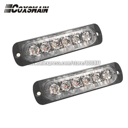 2 X super bright car external 6-LED warning light surface mounting strobe headlight, 22 flash patterns, 6 * 3W LED (L131)