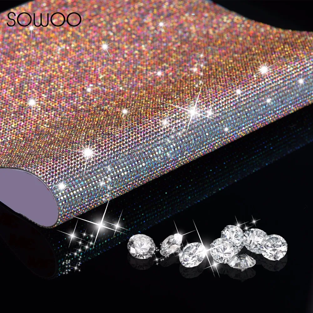 

40*60CM SS6 Glass Rhinestone Trim Crystal Beaded Applique Hotfix Iron On Strass Mesh Banding In Roll DIY Car Decoration Sticker