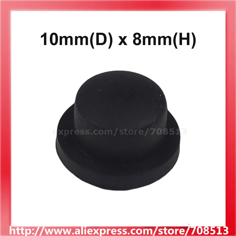 10mm(D) x 8mm(H) Silicone Tailcaps - Black (10 pcs)