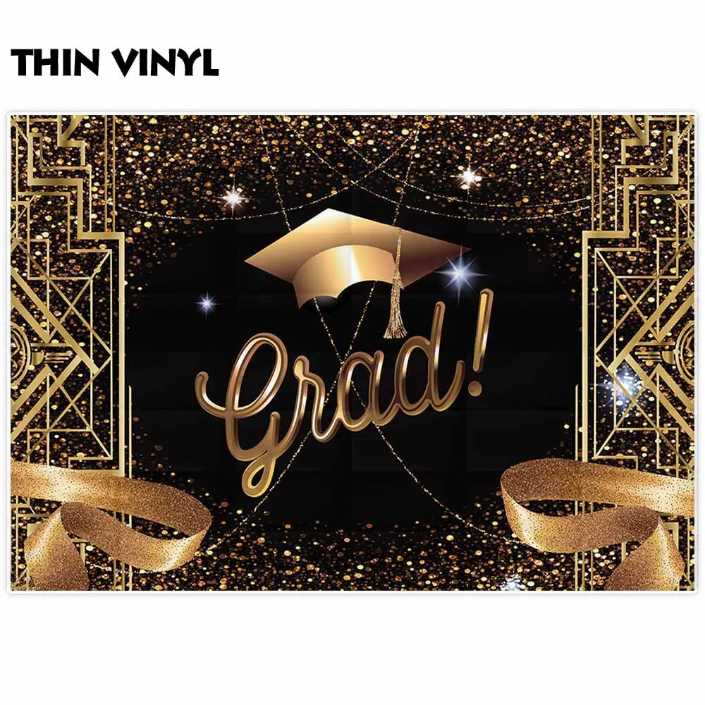 Allenjoy przyjęcie z okazji ukończenia szkoły photocall tło licencjat cap brokat czarny złoty gatsby fotografia tło photophone strzelać prop