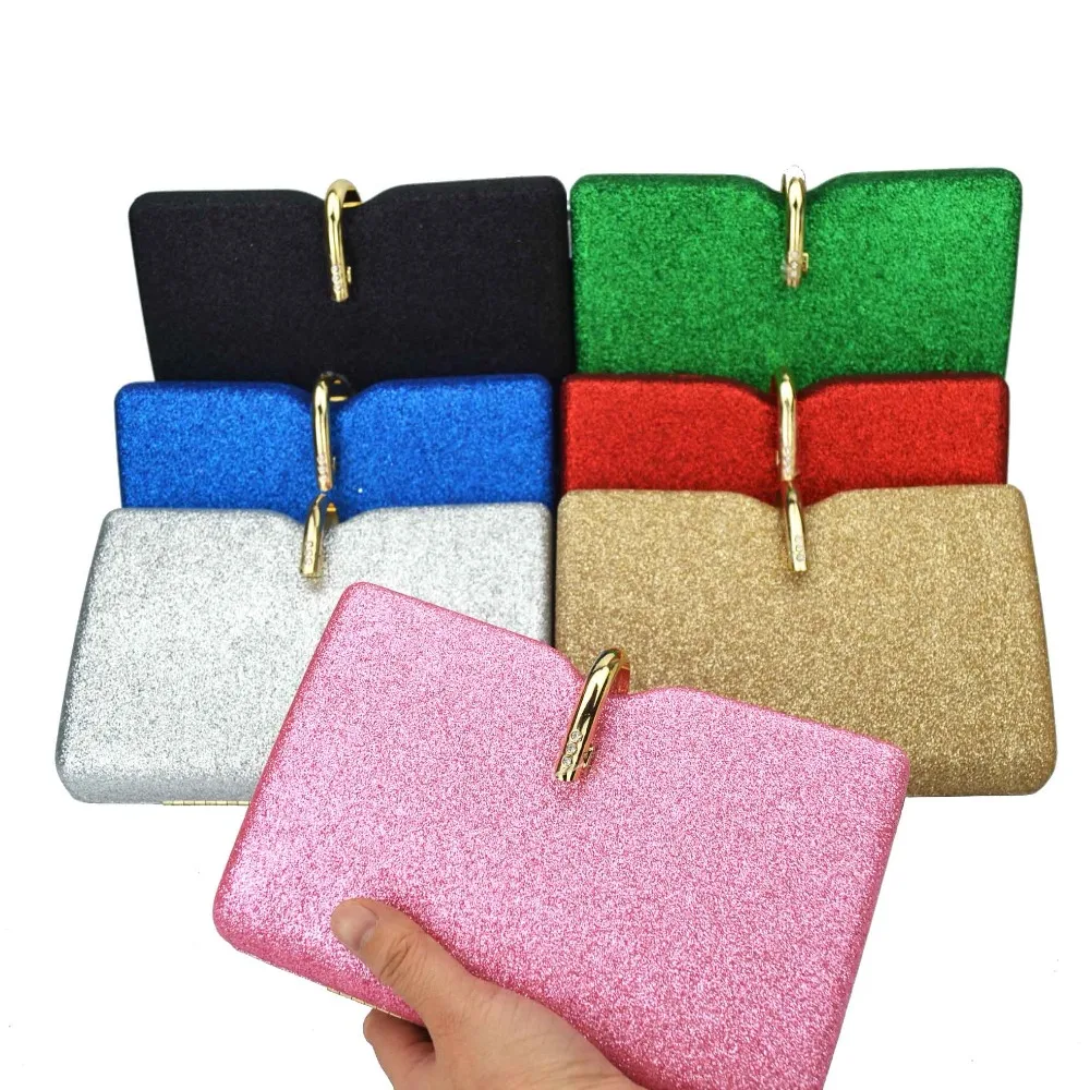 Boutique Women Party Wedding Bags Blue Pink Gitter Clutch Bags Female Evening Bags Chain Ladies Handbag