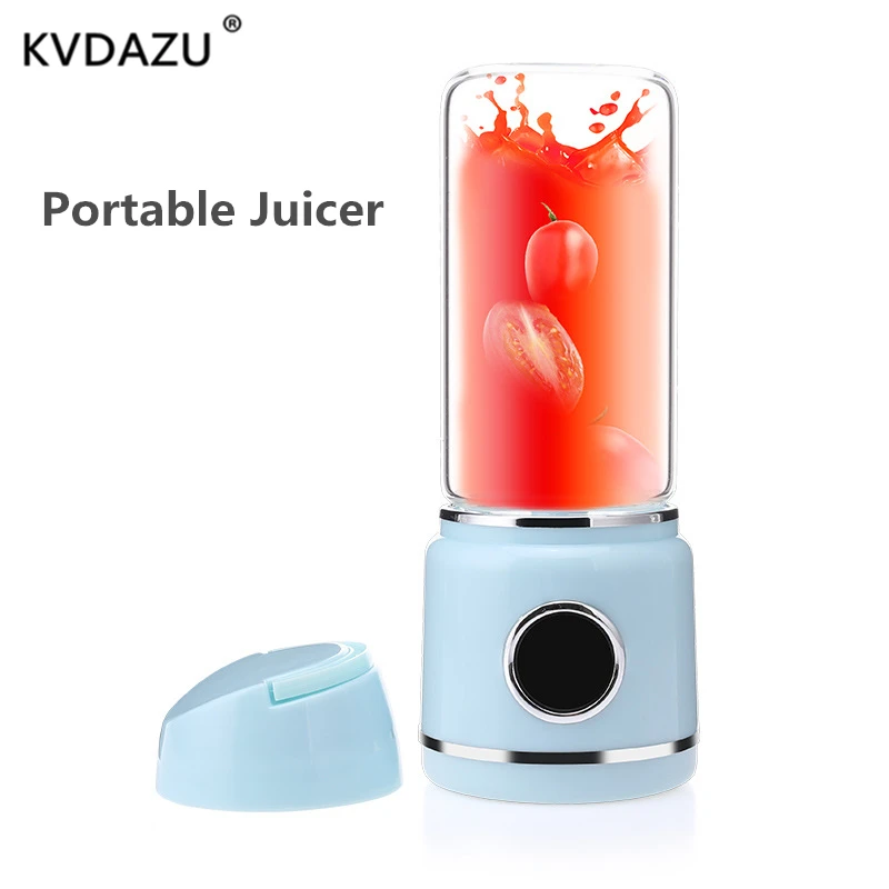USB 충전식 블렌더 믹서, 휴대용 미니 주스 기계, 스무디 메이커, 가정용 소형 주스 추출기, 유리 컵, 420ml