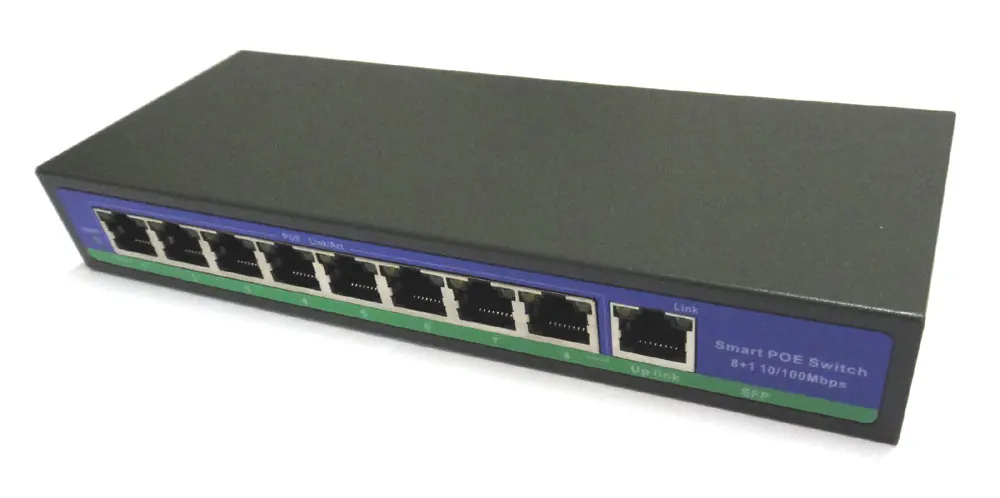 8 canales de salida POE 120W, 9 puertos de alimentación sobre ETHERNET 802.3af/at, 8 puertos, conmutador POE, fuente de alimentación para cámara IP CCTV