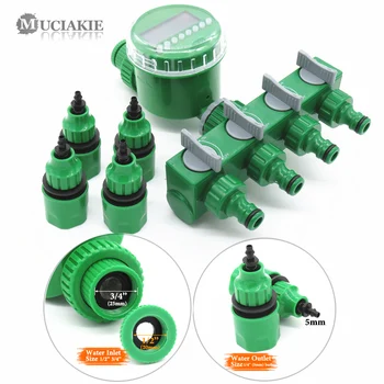 MUCIAKIE Garden Water Timer with 1/2/4 Way Hose Splitter Automatic Watering Irrigation Controller Adapter for 4/7 8/11 16mm Hose