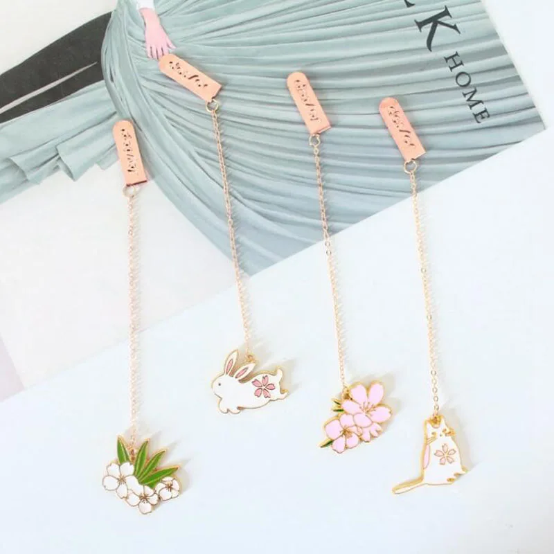 

Kawaii Metal Bookmark Cute Cherry Blossom Rabbit Bookmarks For Books Paper Clips Paper Page Marker Stationery School Supplies