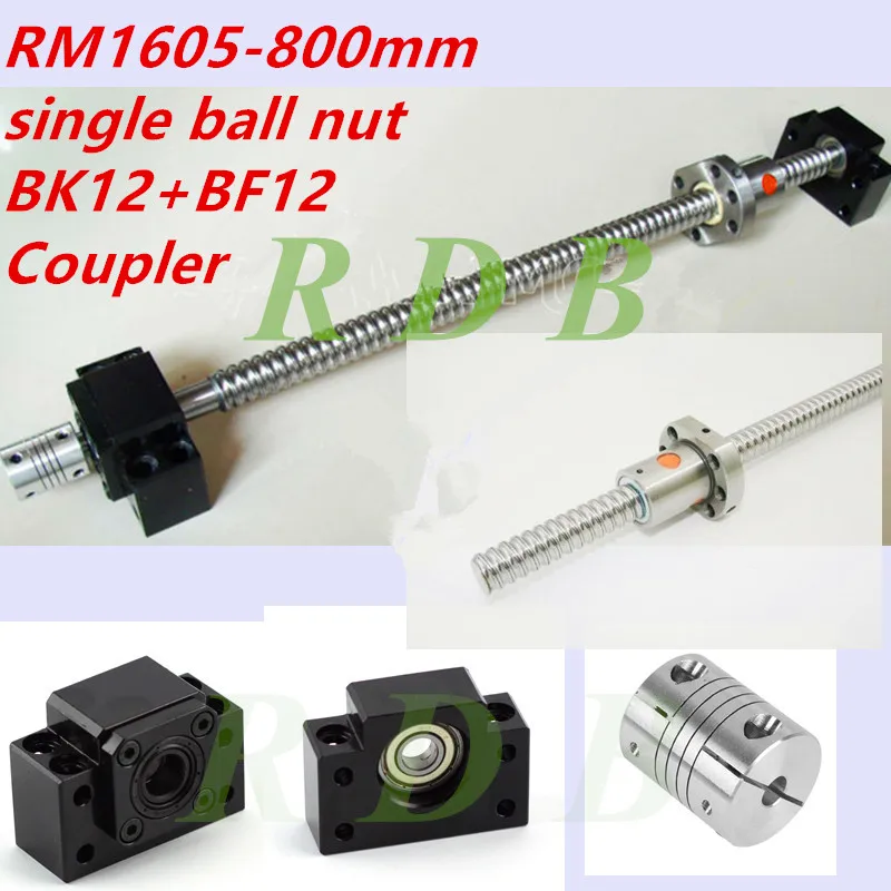 

New antibacklash SFU1605 800mm RM1605 0.8m long with BK/BF12 end support and coupler 6.35*10 CNC parts