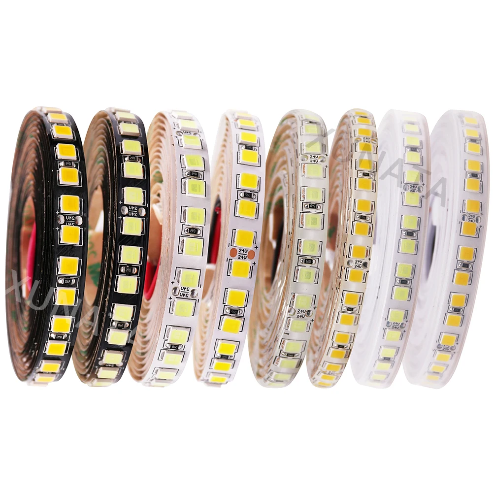 5M 24V 5054 SMD LED Strip Light 120Led/M 5m 600Leds LED Tape More Brighter than 5630 3528 2835 3014 LED Ribbon White / Black PCB