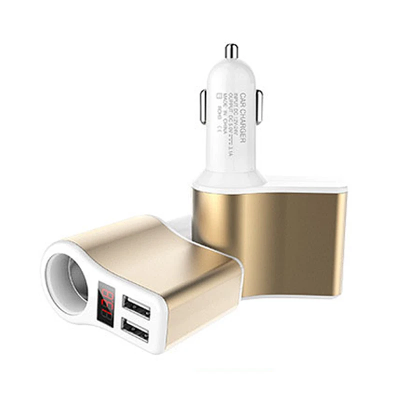 INGMAYA Car Charger 2 USB Port Output 3.1A LED Show Voltage For Iphone 5 6 S 7 Plus Ipad Samsung S8 Huawei P10 Nexus DC Adapter