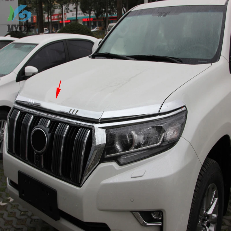 

Для Toyota Land Cruiser Prado FJ150 150 2018 ABS хромированные внешние аксессуары Передняя крышка капота двигателя полоса отделка автомобильные аксессуары