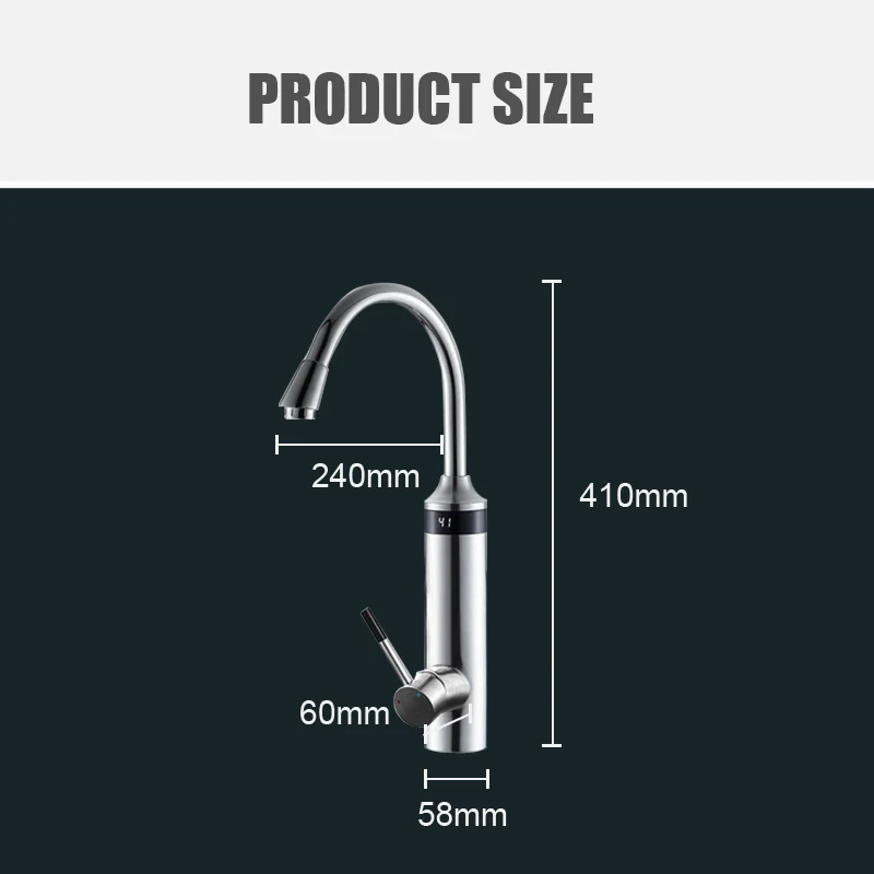 Kbxstart Kitchen Tankless Water Heater Tap Electric Water Faucet Third Generation Heating Tube Torneira 220V With Safer Handle