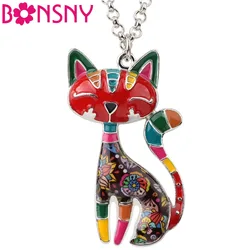 Bonsny Statement Maxi Enamel Cat Necklaces Jewelry  Pendants Choker Chain Collar Pendant 2018 New For Women Bijoux Accessories