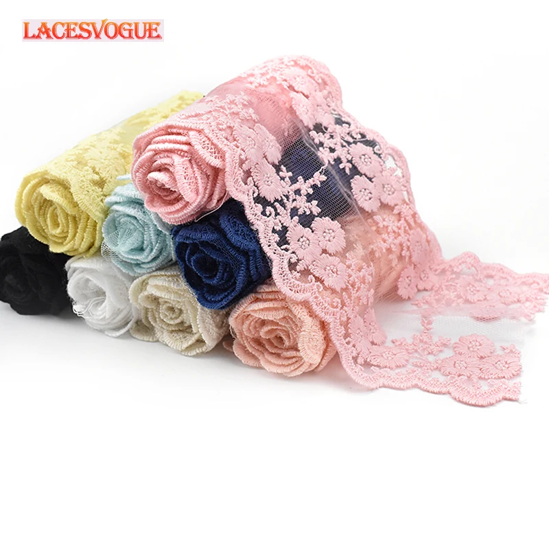 Mesh Lace Trim Embroidery for DIY Garment, Needlework Sewing Accessories, Fabric Clothing Decoration 418, 14Yards, 13cm Width