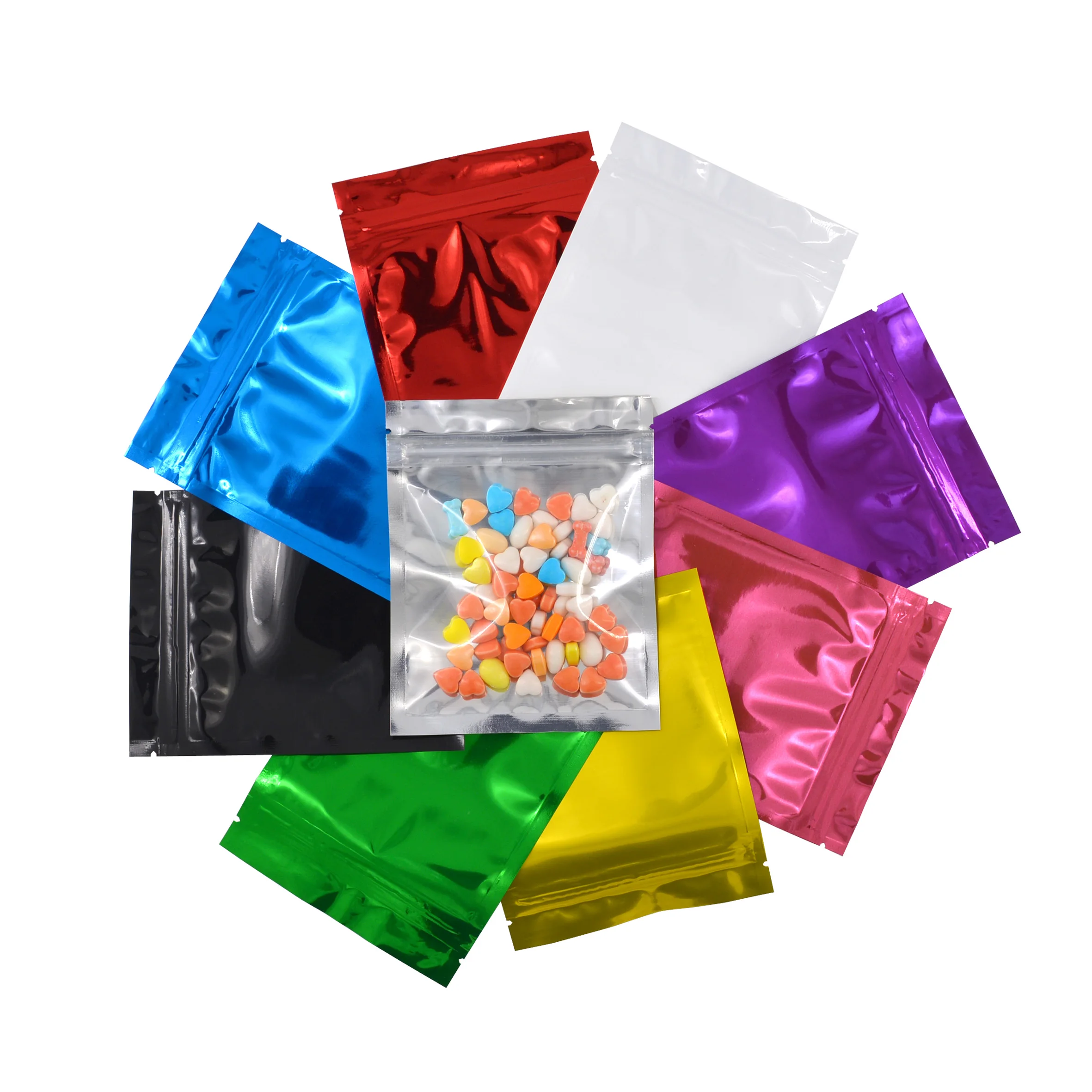 

Retail 200Pcs/Lot 8.5*13cm 8 Color Multicolor Zipper Lock Aluminum Foil Resealable Valve Zip Lock Bags Food Grocery Package Bag