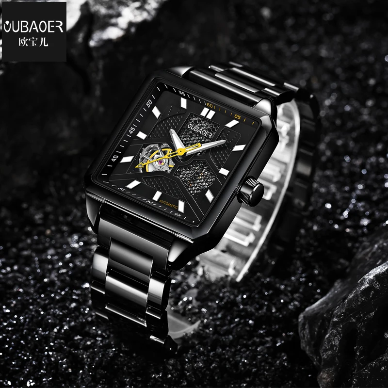 

New Fashion Business Men's Mechanical Watch OUBAOER Round Dial Casual Stylish Wristwatch for Man relogio masculino de luxo