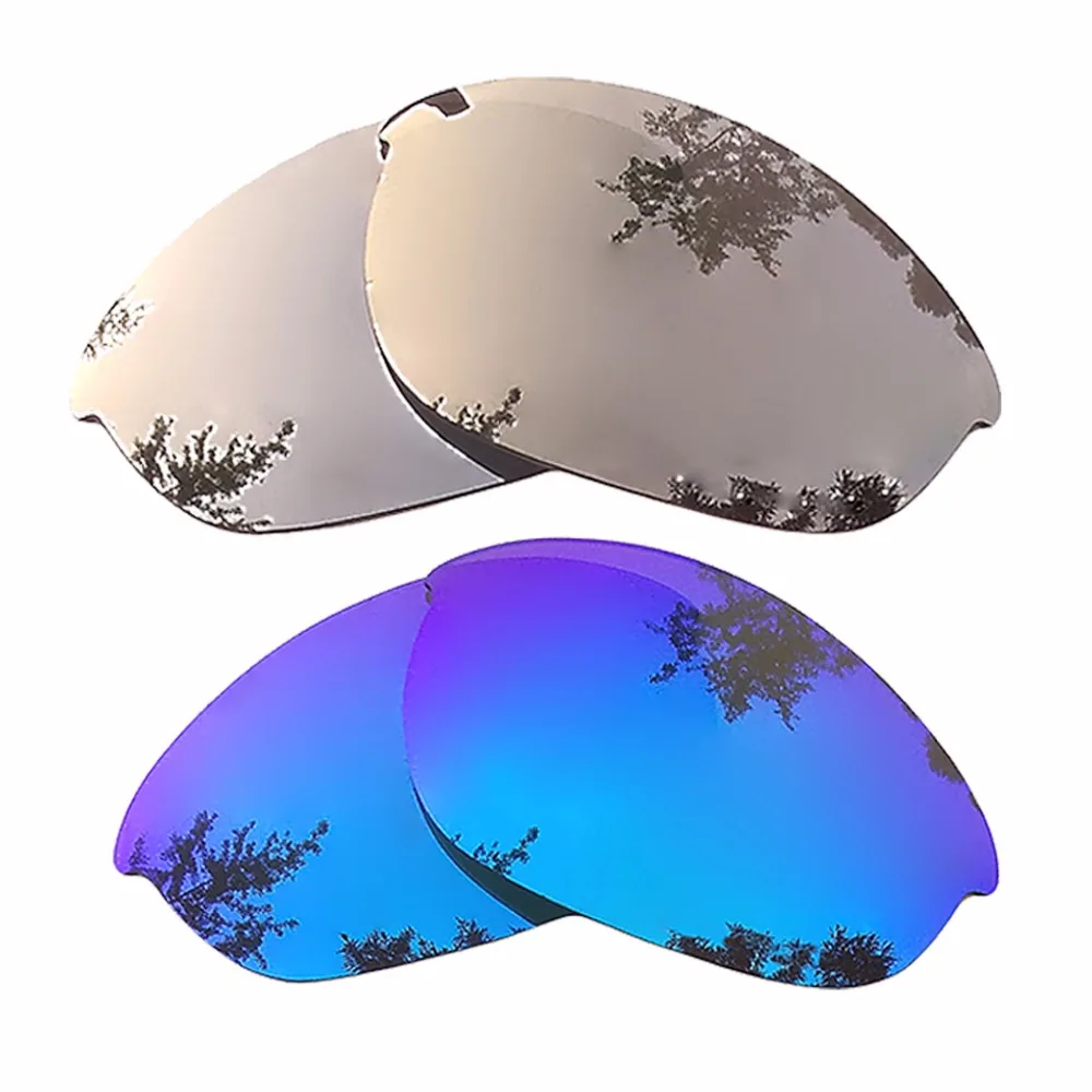 Silver Mirrored & Ice Blue Mirrored Polarized Replacement Lenses For-Oakley Half Jacket Frame 100% UVA & UVB