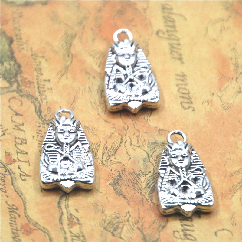 6pcs/lot King of Antique Egypt charm Antique Tibetan silver tone Tutankhamun Charms Pendant 27x14mm