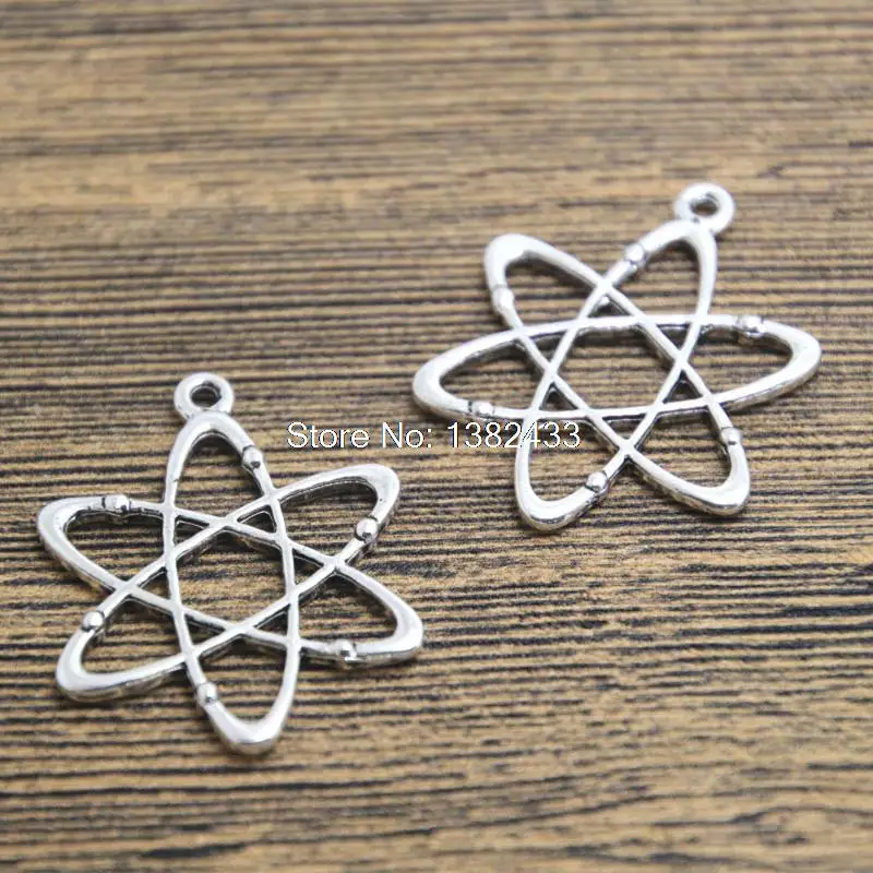 15pcs Atom Chemistry Charms Antique Silver Plated science Charm pendant 26x33mm