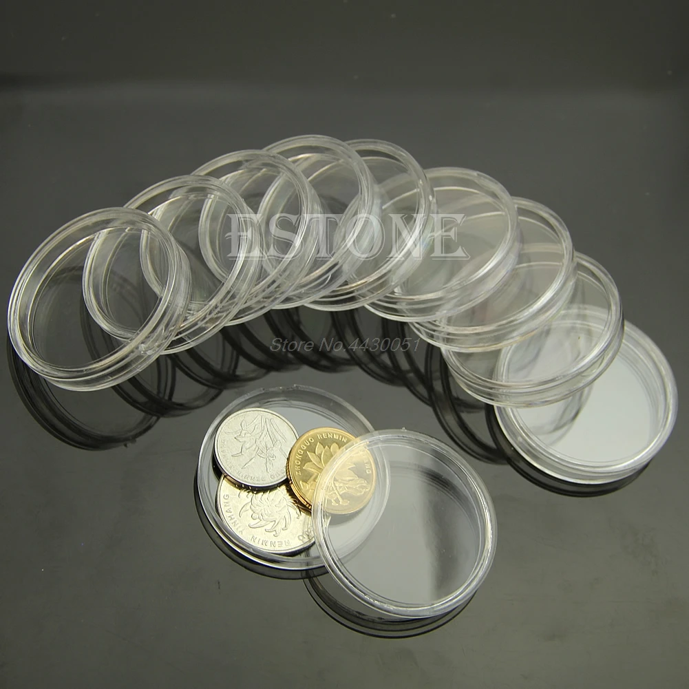 38mm 10 pcs Clear Round Cases Coin Storage Capsules Holder Plastic Useful New Dropshipping