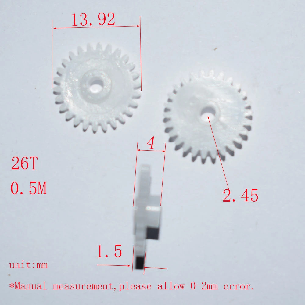 10/100 sztuk 26T 0.5M 2.5mm otwór przekładnia z tworzywa sztucznego dron samochodów rc samolot robota dziecięce zabawki dla chłopców diy akcesoria dla dzieci montessori GP262.5A