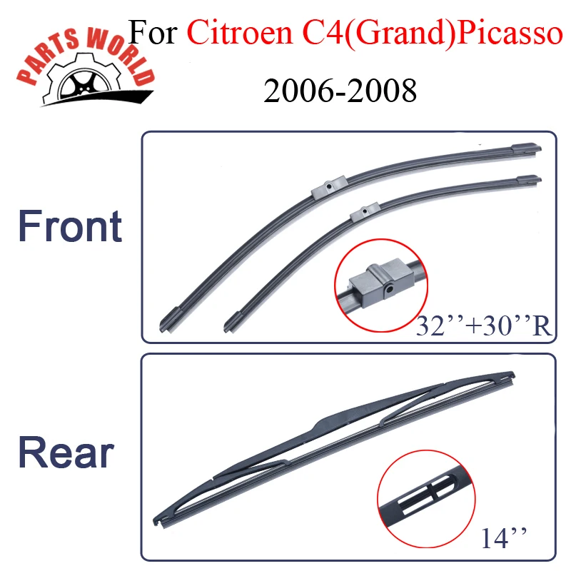 

Front And Rear Wiper Blades For Citroen C4(Grand)Picasso 2006 2007 2008 Windshield Wiper Auto Car Accessories