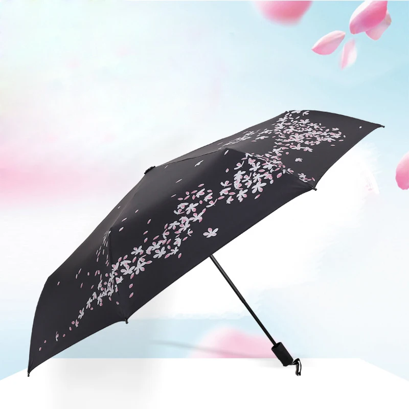 Cherry Blossom Automatic Non-automatic folding Umbrella Rain Women Sakura Flower Umbrella Female Rain Sun Parasol