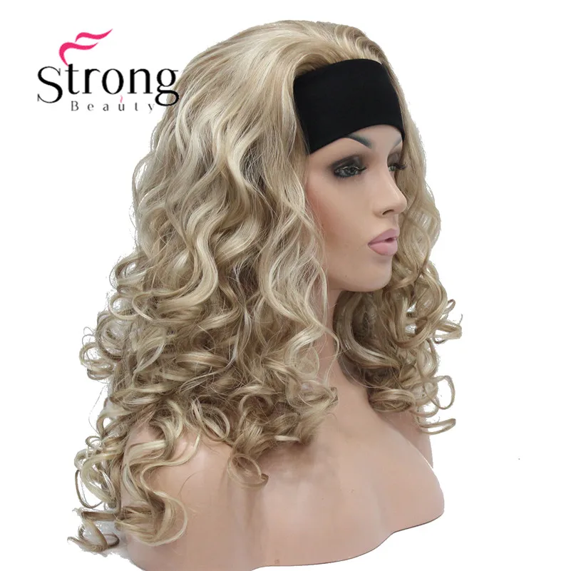 StrongBeauty Lungo Riflessi Biondi Ricci di Calore Ok Sintetici della Parrucca DELLA FASCIA